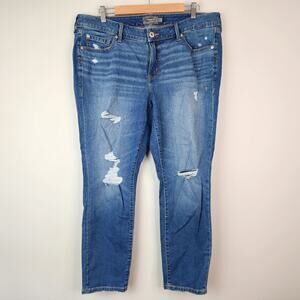 Torrid Skinny Stretch Jeans Mid Rise Distressed Ripped Denim Pants Plus Size 14R